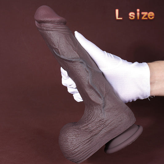 FN95 Knight's Sword Lifelike Coffee Color Liquid Silicone Suction Cup Dildo with Balls 6-10 Inch (3 Size)