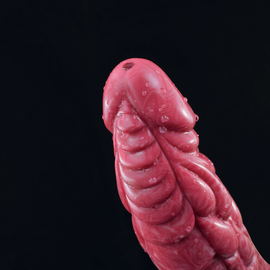 Ejaculation Fantasies - N5009 Red Scale Texture Liquid Silicone Squirting Dildo 9 Inch