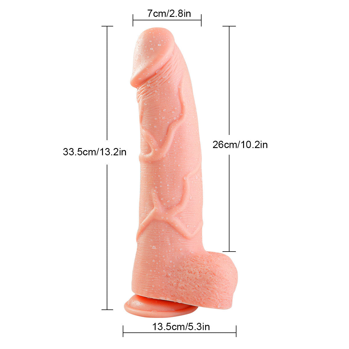 A50 Pink Boy Extra Large Realistic Suction Cup Dildo with Balls 13.2 Inch
