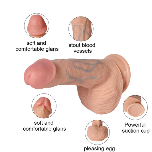 G10 Realistic Blue Veins Dual-Density Suction Cup Dildo with Balls 7.9 Inch