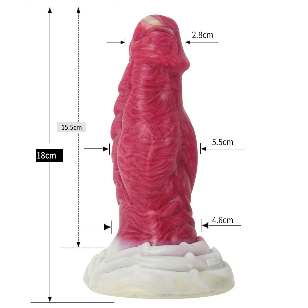 NX5022 Realistic Red Liquid Silicone Animal Scale Dildo with Strong Suction Cup 7.1 inch