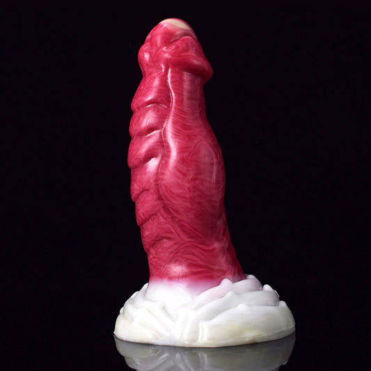 NX5022 Realistic Red Liquid Silicone Animal Scale Dildo with Strong Suction Cup 7.1 inch