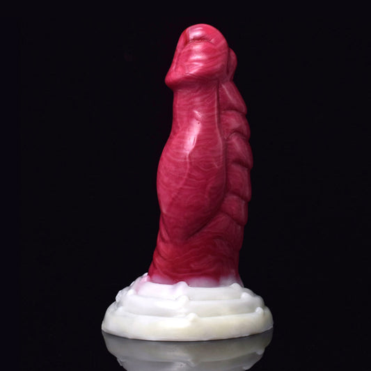 NX5022 Realistic Red Liquid Silicone Animal Scale Dildo with Strong Suction Cup 7.1 inch