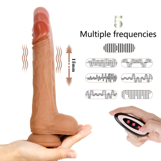D40 Realistic Thrusting & Warming Silicone Vibrating Dildo with Remote Control 8.3 Inch