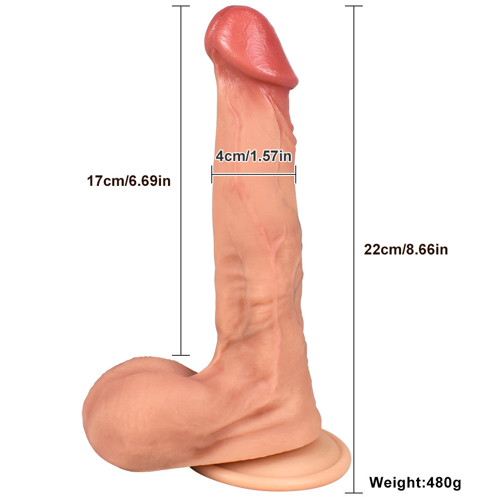 GJ40 Knight's Longsword Ultra Realistic Liquid Silicone Suction Cup Dildo with Balls 8.6 Inch