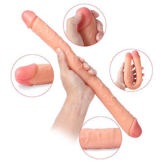 C6 Classic Double Penetration Realistic Veined Double-Ended Dildo 16 Inch