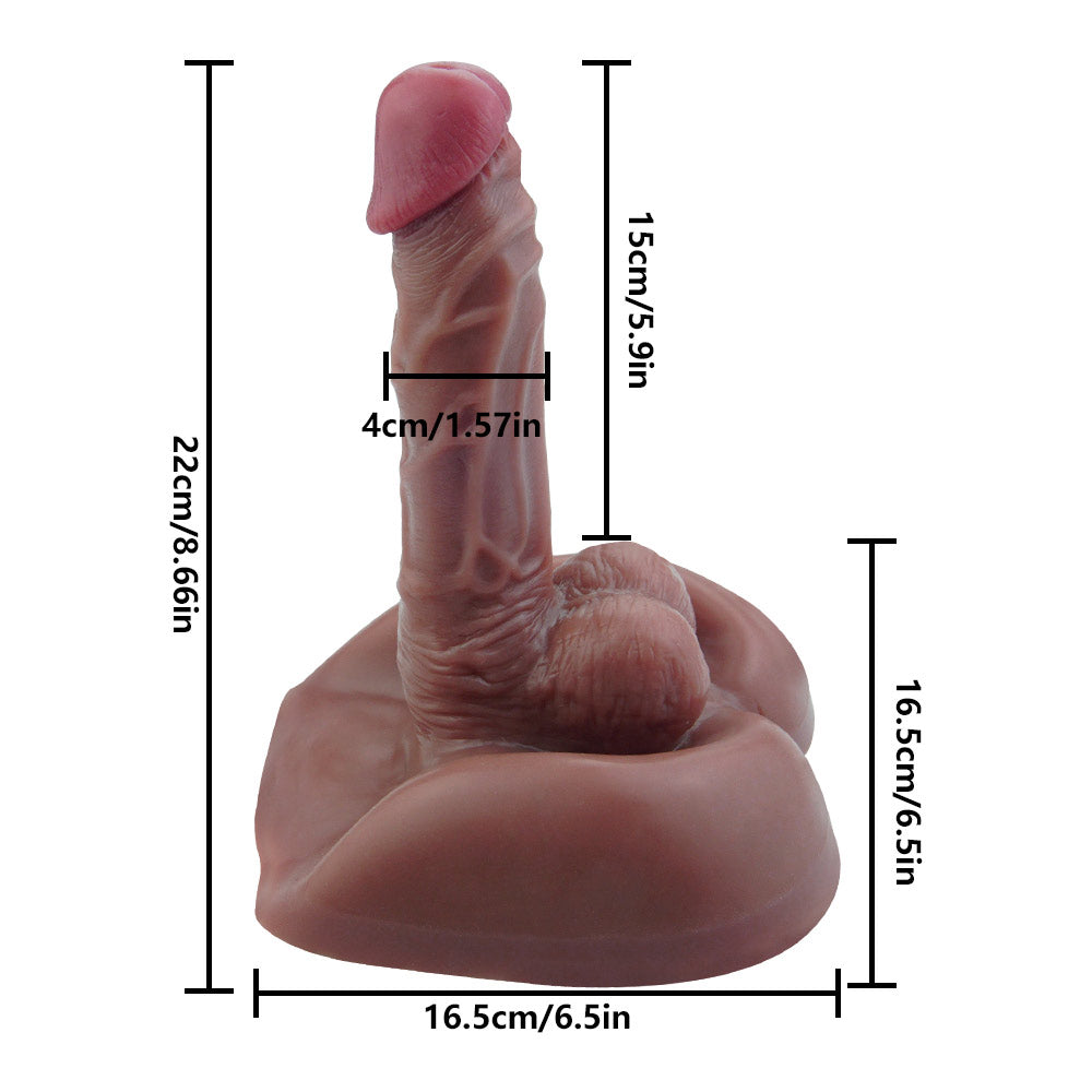 G9 Realistic Dual-Density Liquid Silicone Dildo with Large Suction Cup Base and Balls 8.7 Inch