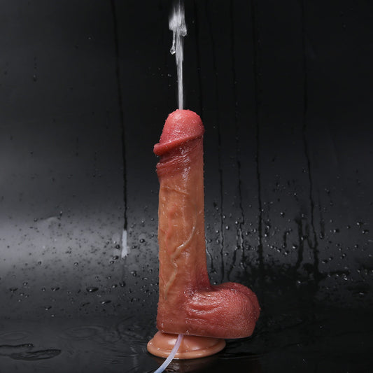 Ejaculation Fantasies - L109 Ultra Realistic Soft Liquid Silicone Squirting Dildo with Balls 8.3 Inch