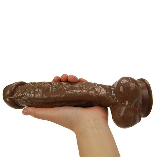 A34 Large Realistic Sexy Veins Texture Suction Cup Dildo with Balls 9.7 Inch