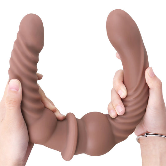 H48 Threaded Double Penetration Liquid Silicone Double-Ended Dildo 17 Inch