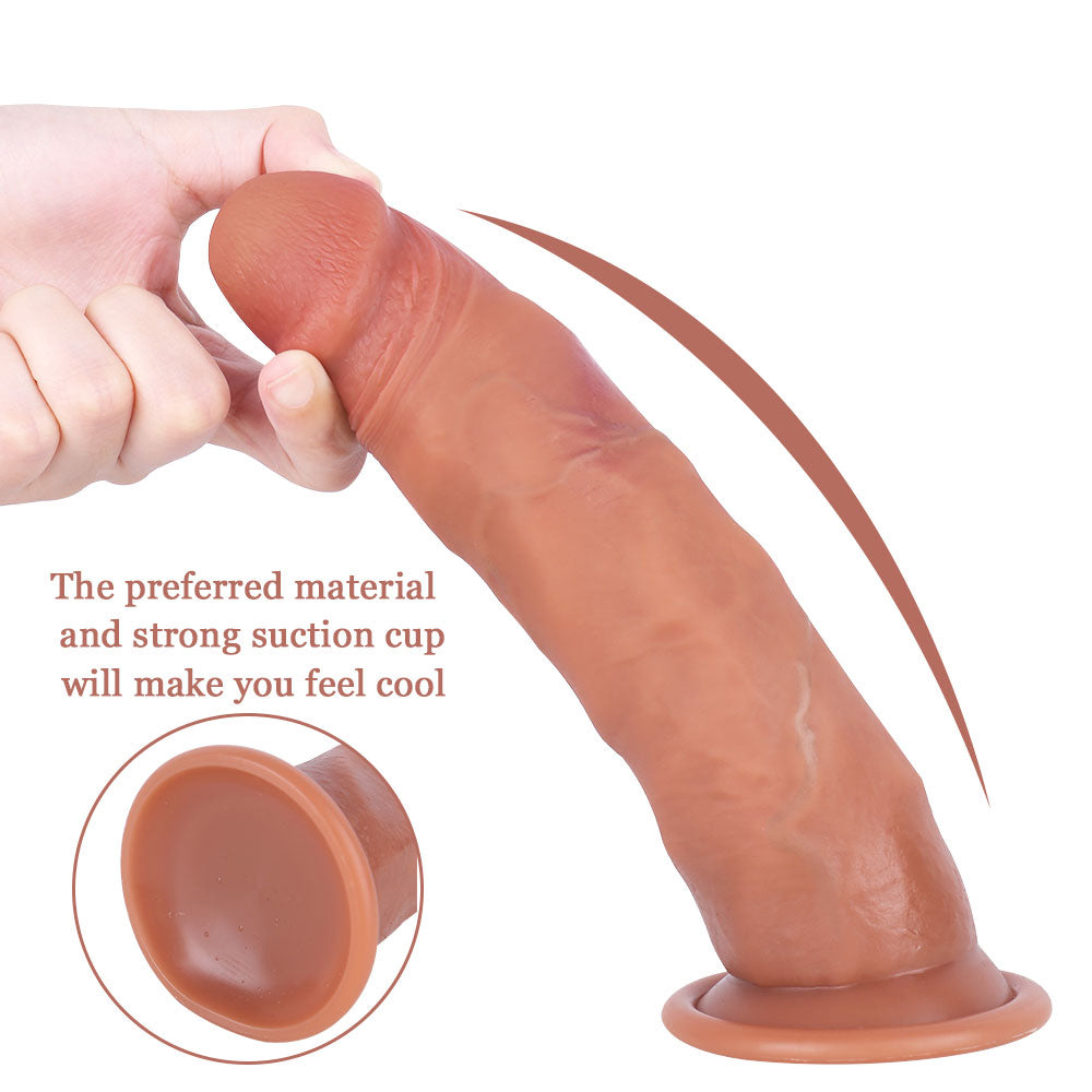 G29 Lifelike Dual-Layer Liquid Silicone Suction Cup Dildo with Moving Foreskin 8.1 Inch