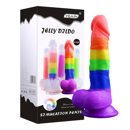 DR7 Rainbow Super Soft Silicone Realistic Suction Cup Dildo with Balls 5.8 Inch