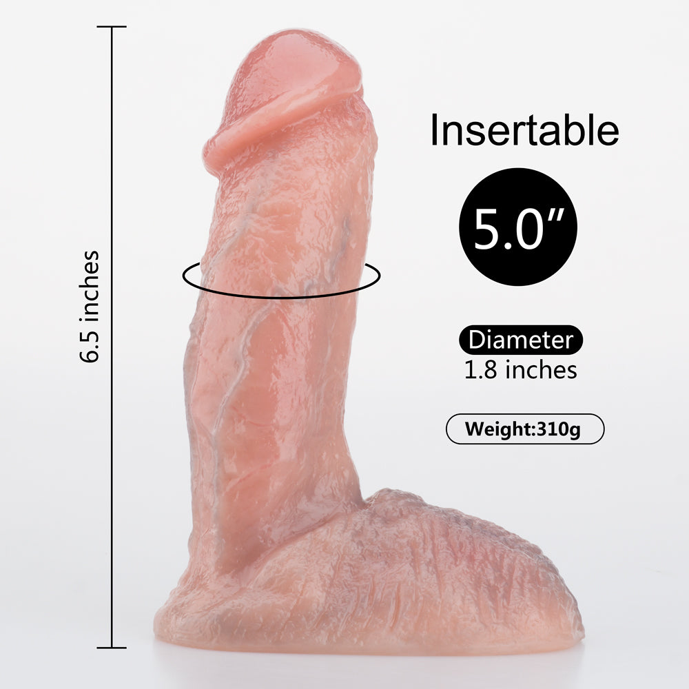 BF51 Top Realistic Skin Tone Dual-Density Liquid Silicone Suction Cup Dildo 6.5 Inch