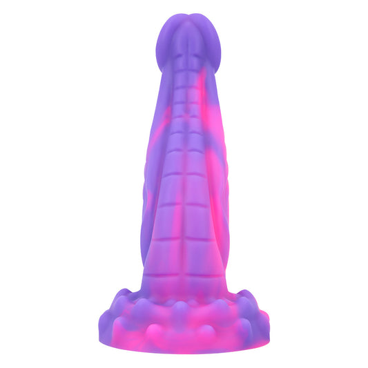 Mixed Color Mamba - Colored Liquid Silicone Flexible Snake Head Dildo with Strong Suction Cup 8.3 inch