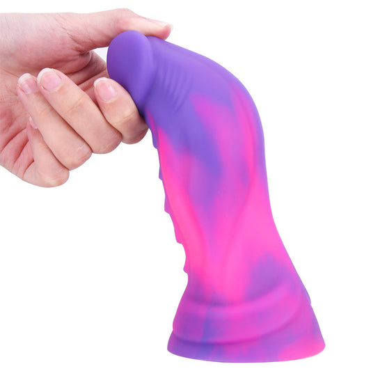 Mixed Color Cobra - Colored Liquid Silicone Flexible Snake Head Dildo with Suction Cup 6.9 inch