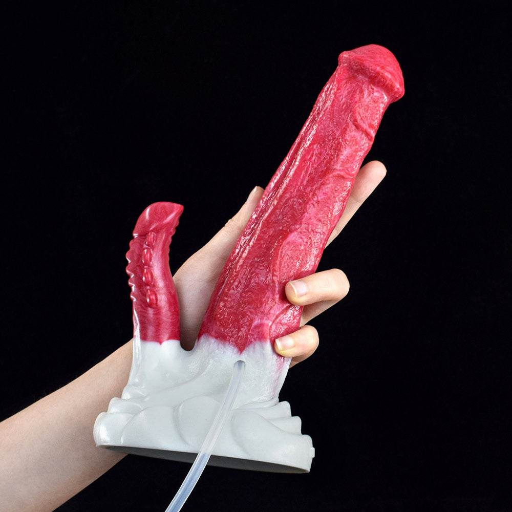 N5024 Red Demon 9 in Double Penetration Silicone Squirting Dildo Dear Rabbits Adult Toys N5024 Red Demon 9 in Double Penetration Silicone Squirting Dildo Dear Rabbits Adult Toys