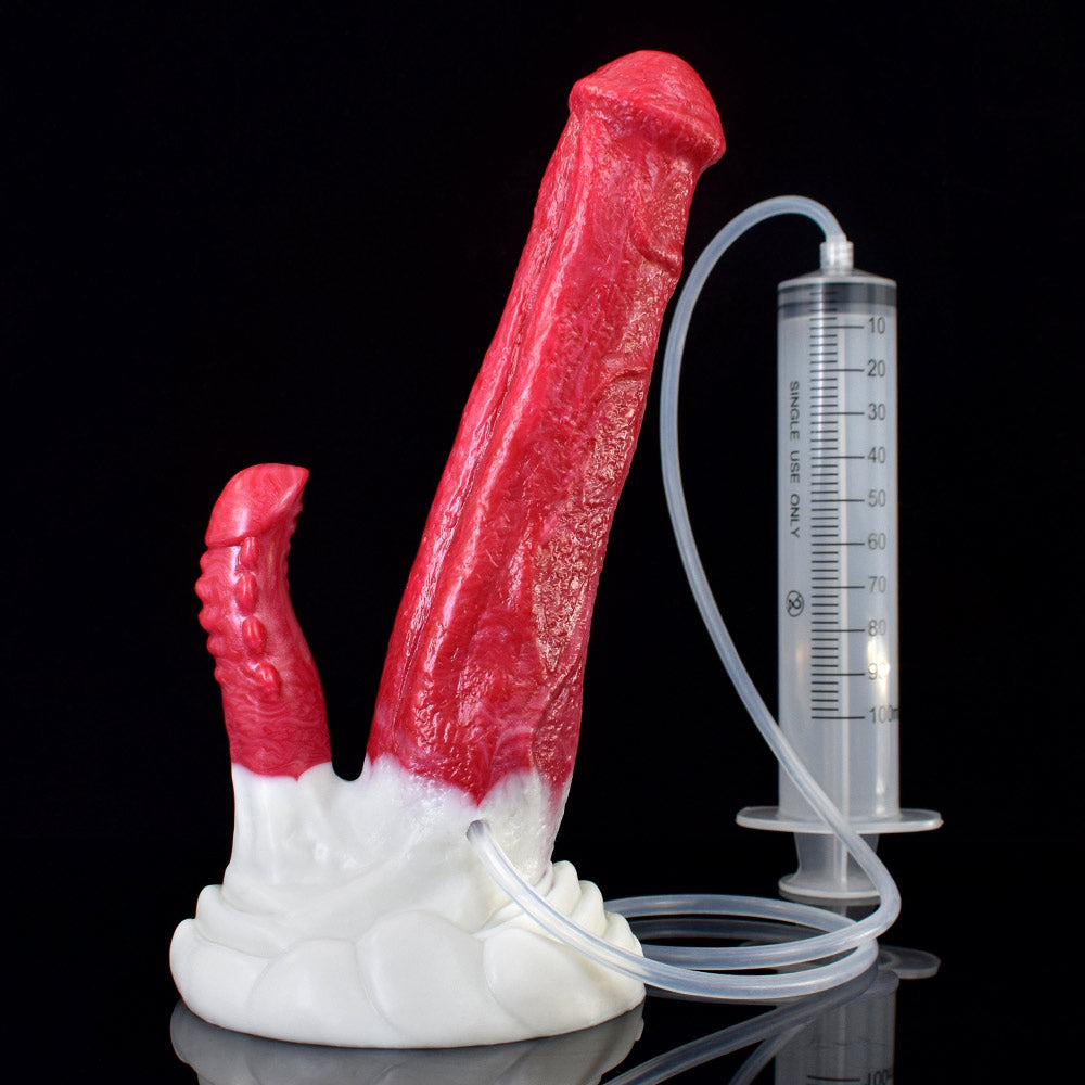 N5024 Red Demon 9 in Double Penetration Silicone Squirting Dildo Dear Rabbits Adult Toys N5024 Red Demon 9 in Double Penetration Silicone Squirting Dildo Dear Rabbits Adult Toys