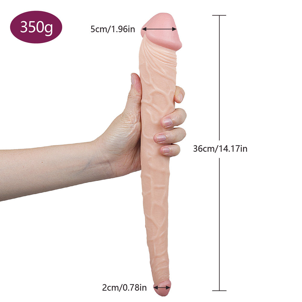 Tadpole Tapered Double Penetration Realistic Double-Ended Dildo 14 In –  Dear Rabbits Adult Toys